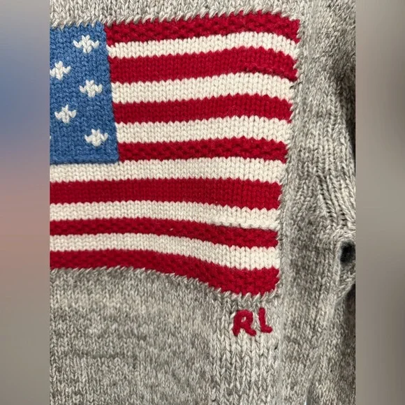 New Polo Ralph Lauren Wool Iconic Flag Sweater Roll Neck America USA - Picture 3 of 9